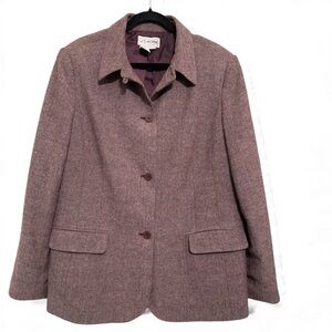 J.G. Hook Herringbone Vintage‎ Wool and Rayon Blend Blazer Size 16 Purple Cream